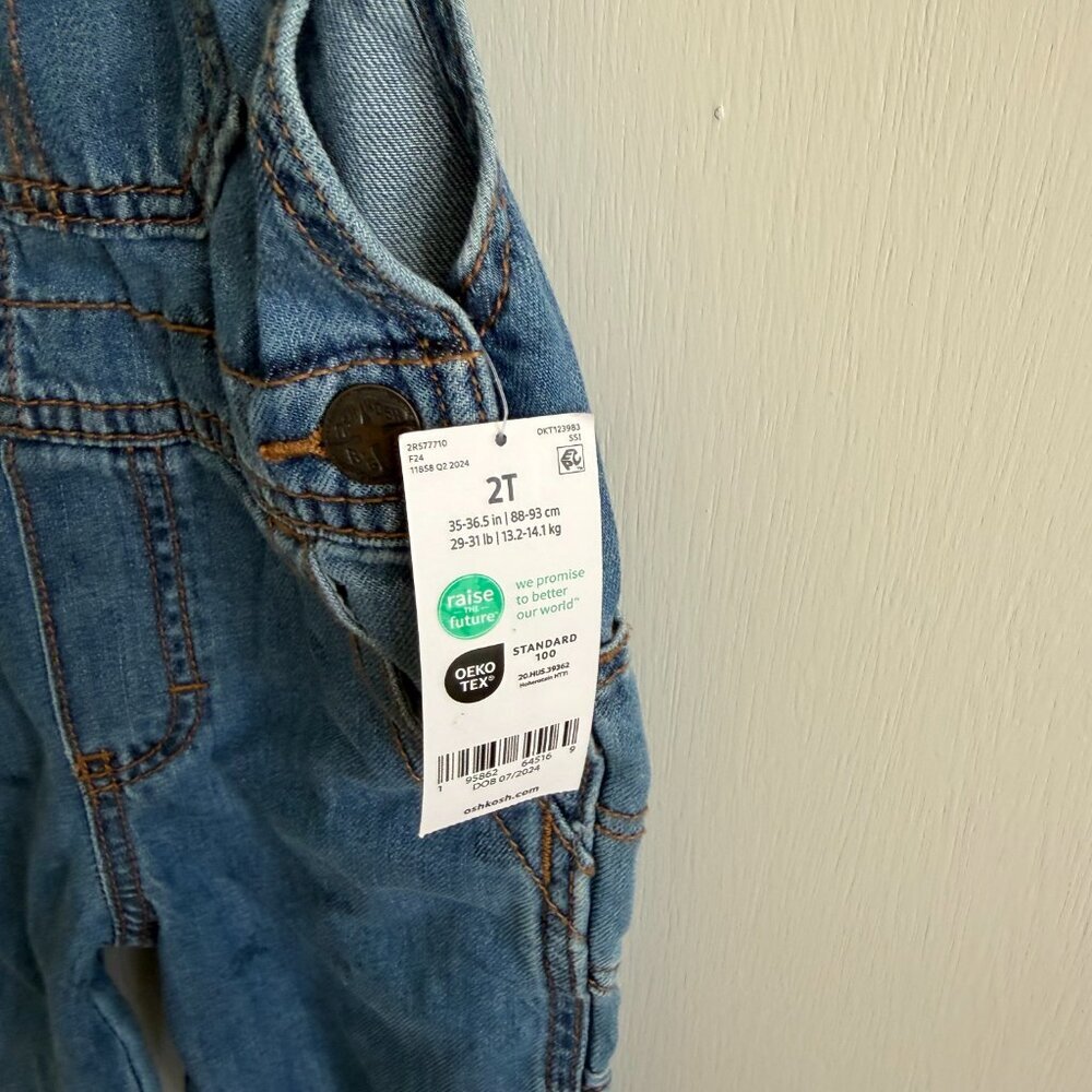 OshKosh B’gosh Train Denim Overalls Toddler 2T NWT - Picture 4 of 5